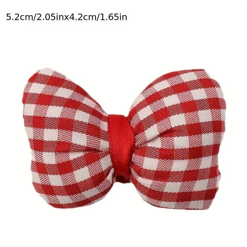 Retro Haar-Accessoire Set mit roten Stoffschleifen und Gitter-Design für deine DIY-Projekte - Bild 3
