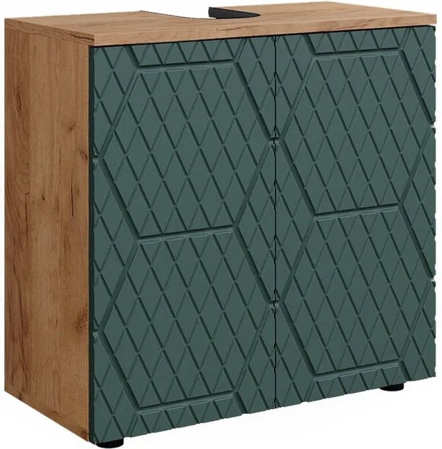 Vicco Waschbeckenunterschrank Irma Eiche Grün und Gold mit zwei Flügeltüren für das Badezimmer B/T/H: 60 x 59 x 59 cm - Bild 2