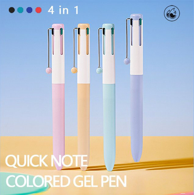 Kreativer 4-in-1 Mehrfarben Gelstift mit 0,5 mm feiner Spitze, schnell trocknend für Notizen und Lernpapier, Multicolor - Bild 1