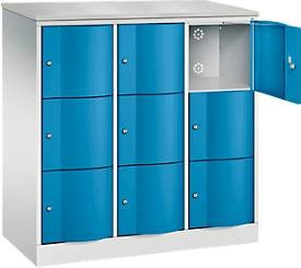 C+P Schließfachschrank Resisto mit 3 Abteilen und 9 Fächern, Farbe: Lichtgrau/Lichtblau, B/T/H: 114,8 x 54,0 x 125,5 cm - Bild 1