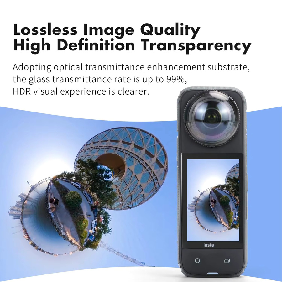 Insta360 X4 Objektivschutz transparent: Kratzfestes und optisch beschichtetes gehärtetes Zubehör für deine Action Camera - Bild 3