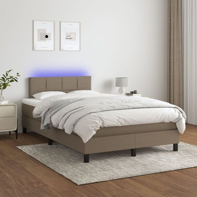 vidaxl Boxspringbett mit Matratze in Taupe meliert und Weiß, Stoff und Holzwerkstoff, B/T/H: 200 x 120 x 78 cm - Bild 1