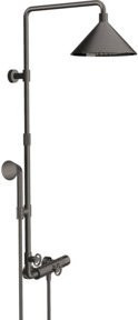Hansgrohe Axor Showerpipe mit Thermostat, Regendusche und Handbrause, Wandmontage, gebürstetes Nickel, Durchmesser: 240 mm - Bild 1