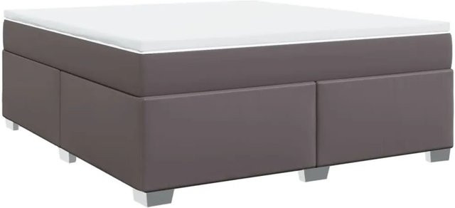 vidaXL Boxspringbett mit Matratze in Grau aus Kunstleder, Hybrid-Modell mit Taschenfederkern, B/T: 180 x 200 cm - Bild 1