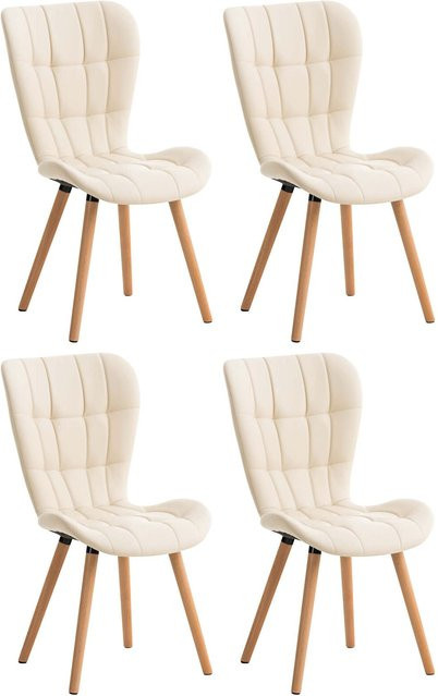 4er Set Esszimmerstühle Elda von CLP mit Polsterung und Kunstlederbezug in Beige - Bild 1