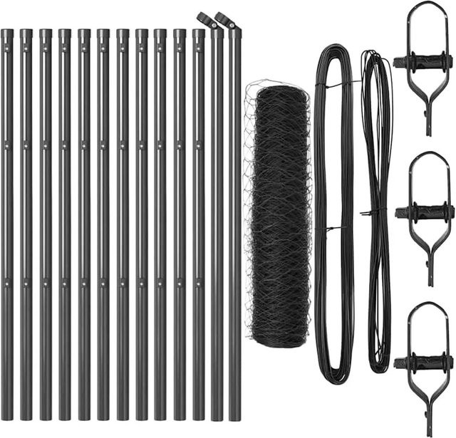 vidaXL Zaunpfosten aus Stahl und PVC in Grau, Höhe: 0,4 m, Durchmesser: 50 mm - Bild 1