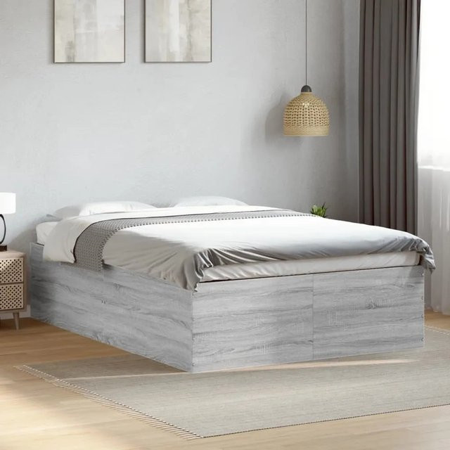 vidaXL Bettgestell in Grau Sonoma aus Holzwerkstoff, modern, B/T/H: 140 x 200 x 143 cm - Bild 1