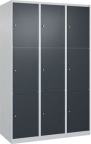 C+P Schließfachschrank Classic PLUS mit 3 Abteilen, Farbe Anthrazitgrau und Grau, B/T/H: 120 x 50 x 185 cm - Bild 1