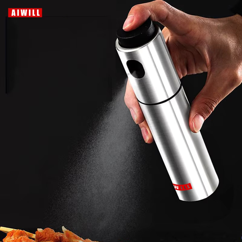 AIWILL Olivenöl Sprayer aus Edelstahl in Silber, 100 ml Sprühflasche für die Küche und zum Grillen - Bild 2