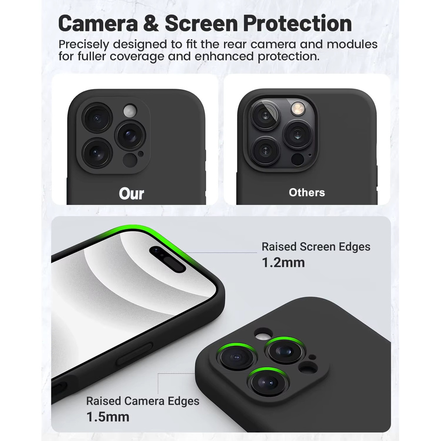 Matte Silikon-Schutzhülle für Apple iPhone 11 bis 16 Pro Max in Schwarz - Bild 6