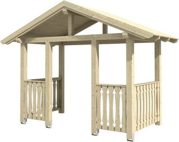 Skan Holz Haustür-Vordach Stralsund 8 aus nordischer Fichte in Natur Beige, Breite: 360 cm, Tiefe: 187 cm - Bild 1