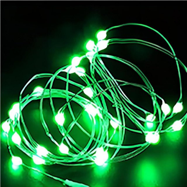 Wasserdichte USB LED Lichterkette aus Kupferdraht in Grün für Weihnachten, Hochzeit und Party, Länge: 1 m - Bild 1