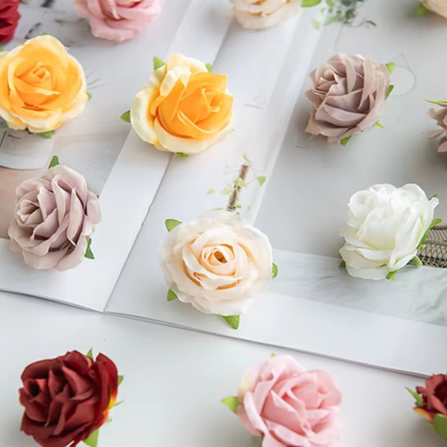 ZQCY Künstliche Rosenköpfe aus Textil in Multicolour für DIY-Geschenkboxen, Hochzeiten und Valentinstag - Bild 2