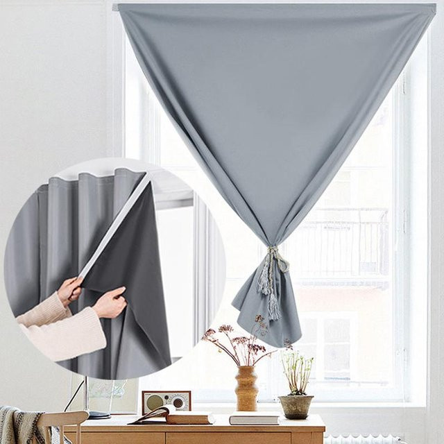 Verdunkelungsvorhang Selbstklebend Ohne Bohren in Grau, B x H: 100 x 170 cm - Bild 1