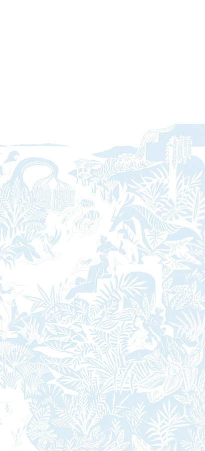 Isidore Leroy Mural Eternelles Wandgestaltung in Blau Pastel mit floralem Design als Vlies-Panel B - Bild 1