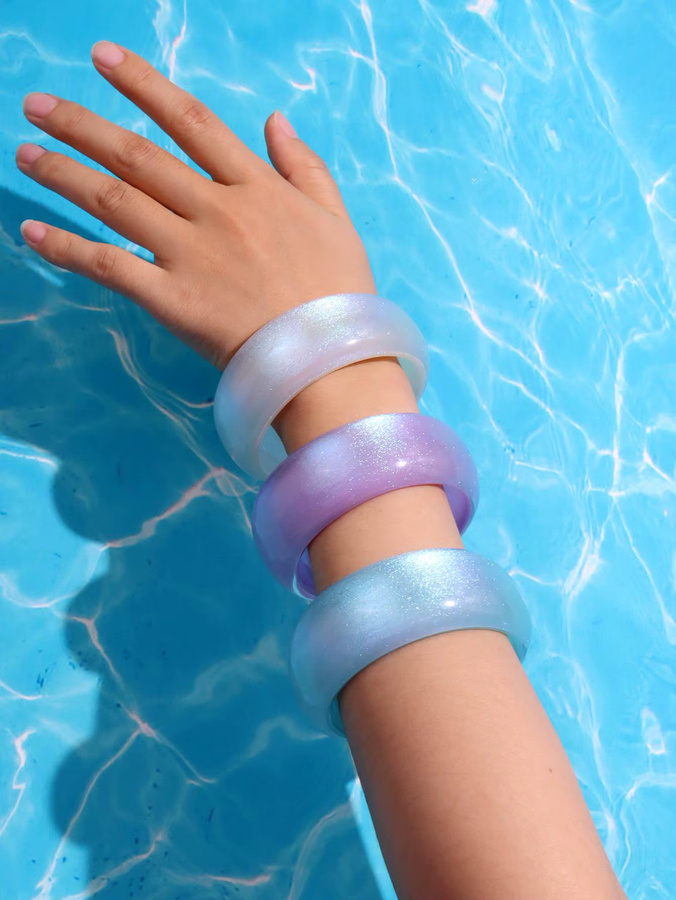 HUANZHI Armband, Bunte Laser Gradienten Runde Harz, Damen - Bild 4