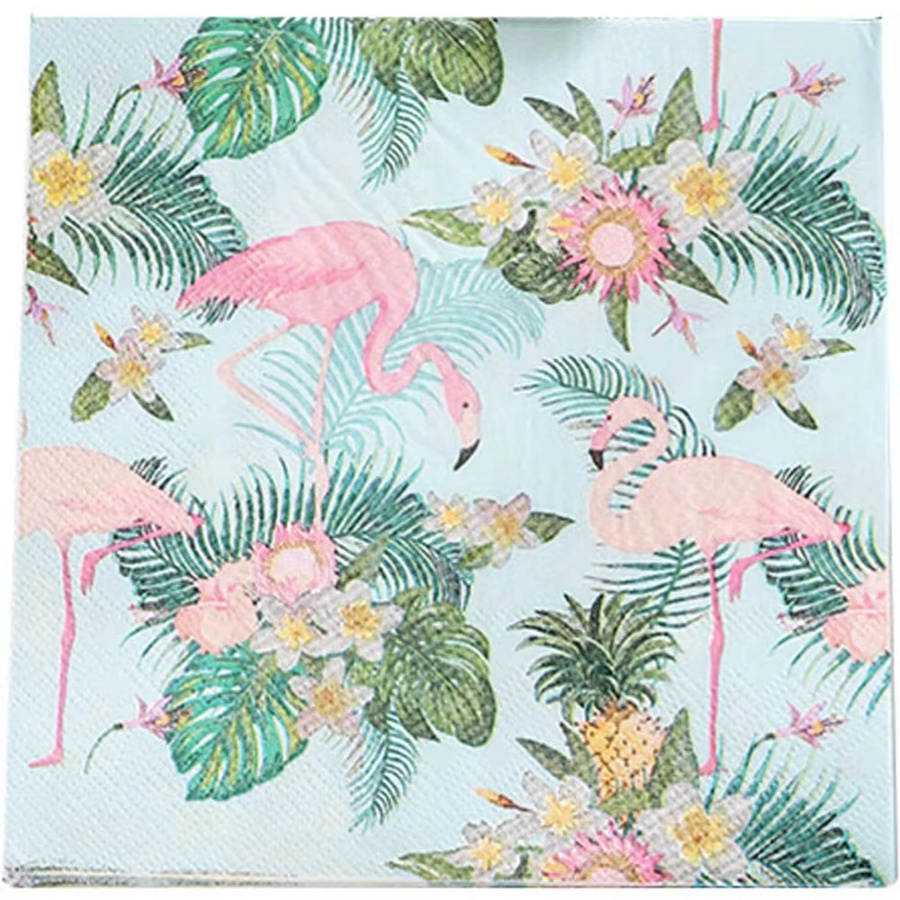 2-lagige Cocktail-Servietten aus Papier, Rosa Flamingo Design, 20 Stück, B: 33 cm x H: 33 cm - Bild 3