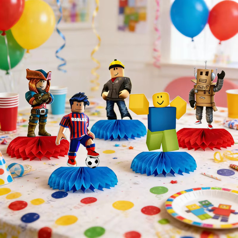 Robloxed 5-teiliges Wabenmuster Anhänger-Dekorationsset aus Papier in Multicolor für Geburtstage und Partys - Bild 4