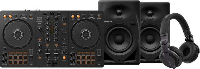 Pioneer DJ DJ-Controller DDJ-FLX4 Set mit HDJ-CUE1 Kopfhörern und DM-40 Lautsprechern in Schwarz - Bild 1