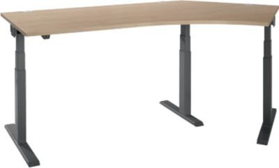 Schäfer Shop Select Winkelschreibtisch ERGO-T 2.0, elektrisch höhenverstellbar, 135 Grad Winkel rechts, T-Fuß, Breite: 218,5 cm, Eiche/anthrazit - Bild 1