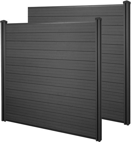 MVG WPC-Sichtschutz Set MVG-HA018 in Schwarz bestehend aus 1x Basiselement und 1x Erweiterungselement - Bild 1