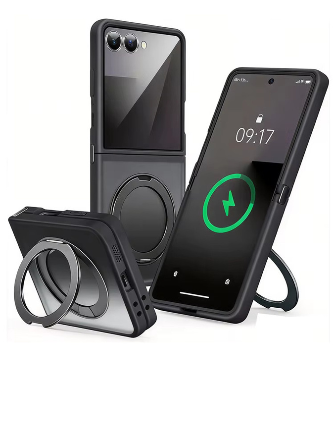 UYUXIO Magnetische Handyhülle mit 360 Grad Ringhalter und Kickstand für Samsung Galaxy Z Flip 7 in Schwarz - Bild 6