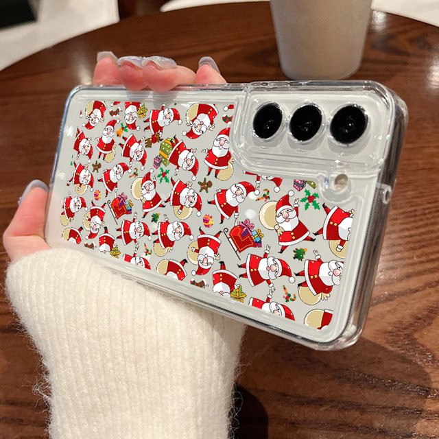 MOESOE Handyhülle mit Cartoon Santa Claus Design für Samsung Galaxy S25 S24 S23 S22 Ultra Plus FE A56 A36 A17 A16 A15 A55 A54, Transparent, Multicolour, TPU Schutzhülle - Bild 1