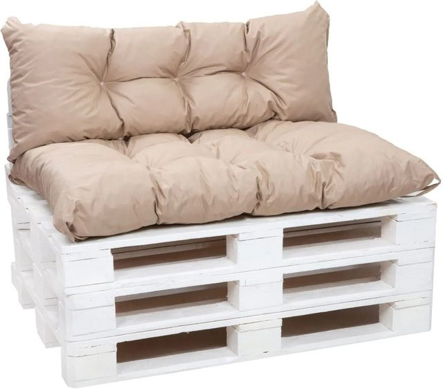 Setgarden Palettenkissen Set in Beige bestehend aus 1 Sitzkissen B: 120 cm, T: 60 cm und 1 Rückenkissen B: 120 cm, T: 50 cm - Bild 1