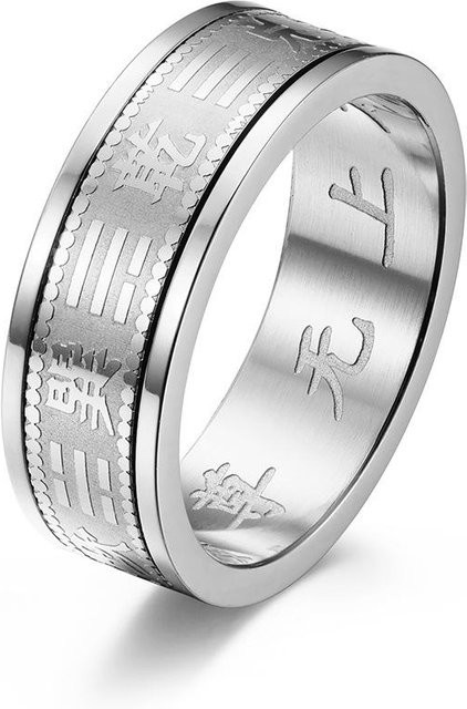 Bagua Ring Edelstahl, Silber, Unisex, Größe 8 - Bild 1