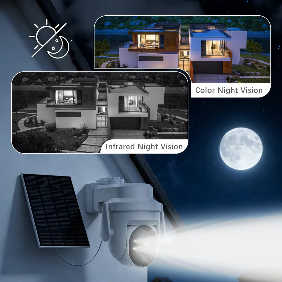 XVIM Solar-Überwachungskamera, kabellose WiFi-Kamera mit 5 MP HD-Auflösung, weiß - Bild 4