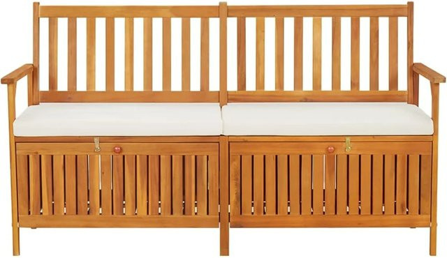 vidaXL Truhenbank aus massivem Akazienholz mit Kissen in Braun, Breite: 170 cm, Höhe: 84 cm, Tiefe: 63 cm - Bild 1