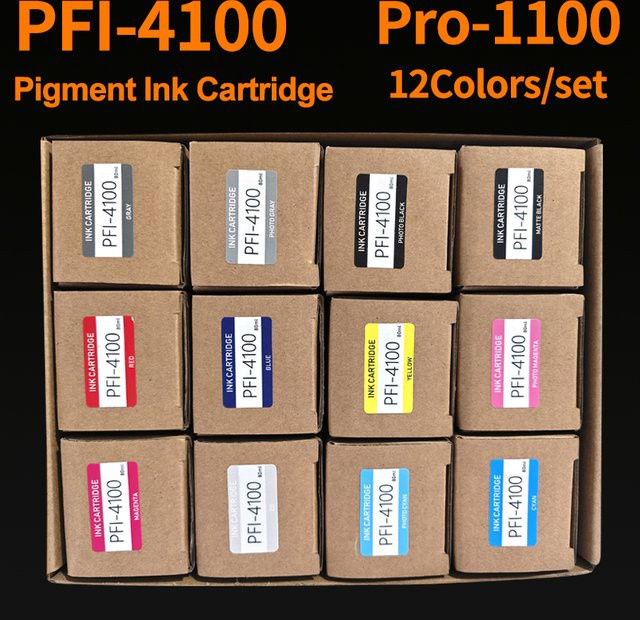 Canon PFI-4100 Pigmenttintenpatronen Set mit 12 Farben kompatibel mit Canon pro1100 Drucker - Bild 1