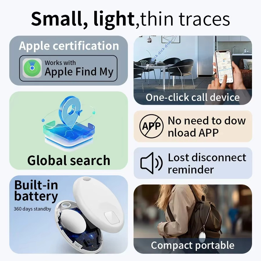 Apple Mini Bluetooth GPS Tracker für iOS mit Find My App, Anti-Verlust-Gerät in Schwarz für Schlüssel, Gepäck und Haustiere - Bild 4