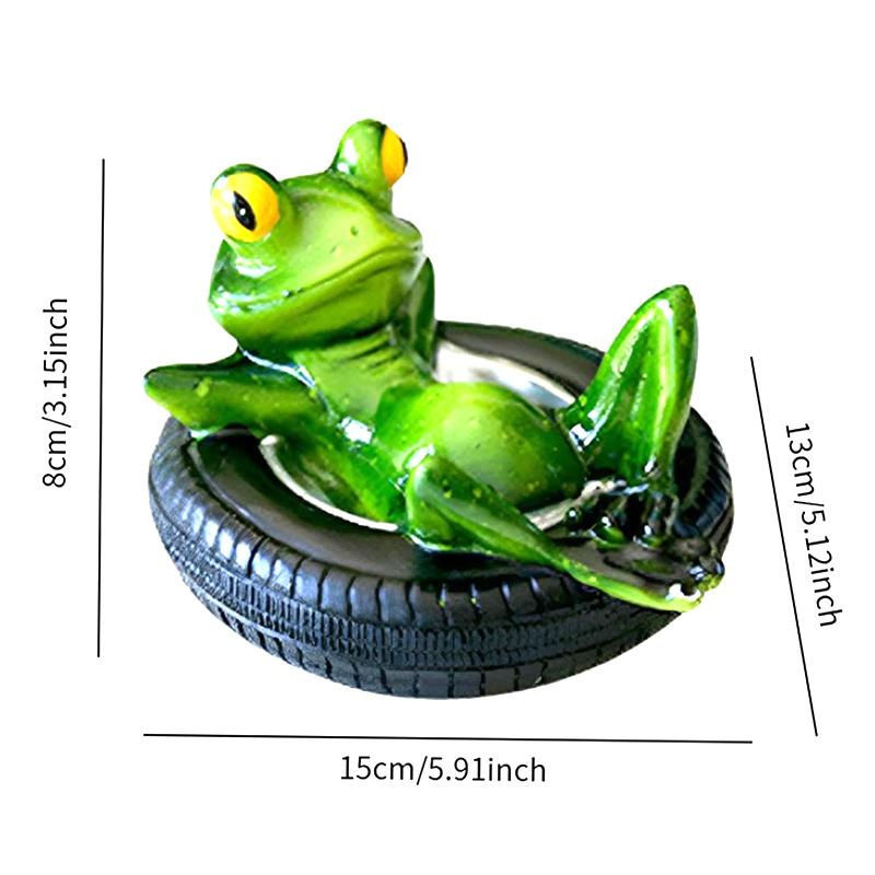 Niedliche schwimmende Froschstatuen aus Harz in Grün für die Gartendekoration im Teich - Bild 5