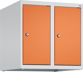C+P Aufsatzschrank 7035/2004 mit Zylinderschloss und 2 Abteilen, B/T/H: 50 x 50 x 50 cm, Lichtgrau/Reinorange - Bild 1