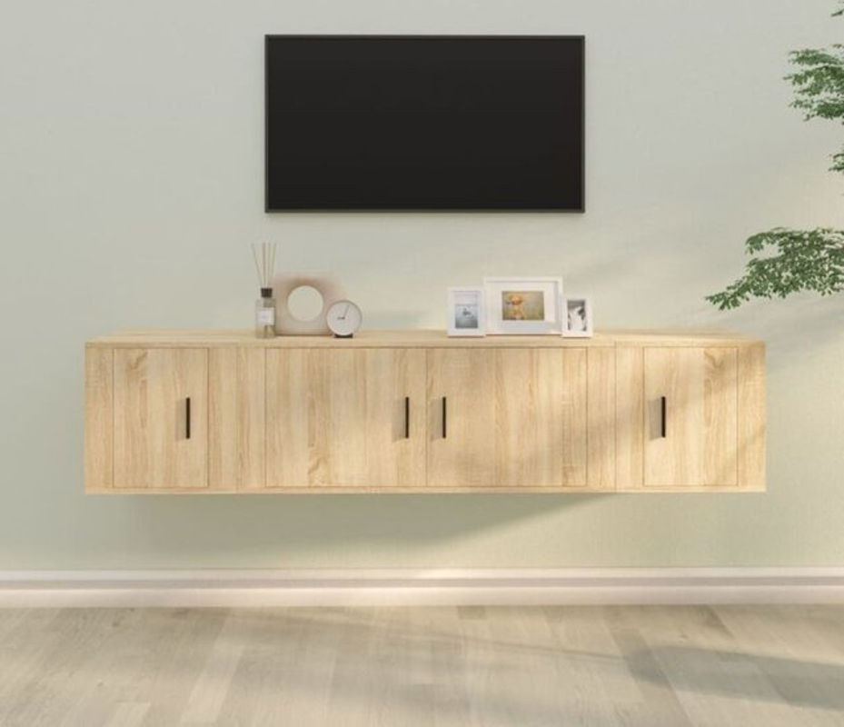3-teiliges Vidaxl TV-Schrank-Set aus Holzwerkstoff in Sonoma-Eiche Natur und Braun im modernen Design - Bild 1