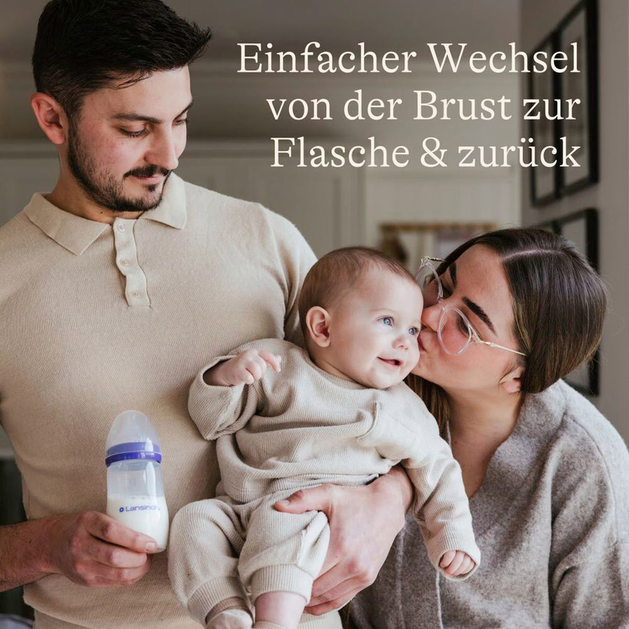 Lansinoh 2er-Pack Babyflaschen aus Polypropylen mit NaturalWave Trinksauger, Weithals, 160 ml, BPA-frei, transparent - Bild 2