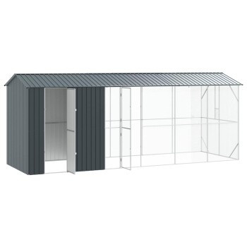vidaXL Vogelgehege Anthrazit aus verzinktem Stahl B/T/H: 645 x 210 x 247 cm - Bild 2