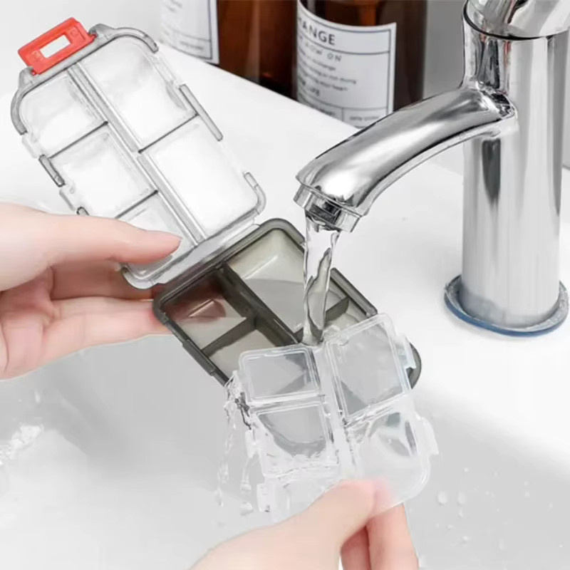 Tcare Tragbare Pillenbox zum Falten für Medikamente und Tabletten, Weiß Transparent - Bild 4