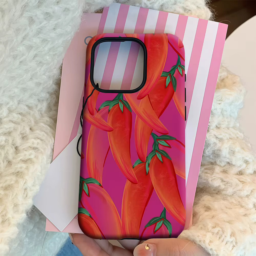 Potdemiel Handyhülle mit Chili-Pfeffer Design in Fuchsia-Rot für iPhone 17 16 15 14 13 Pro Max Plus mit Magnetfunktion und Doppel-Schutzschicht - Bild 4