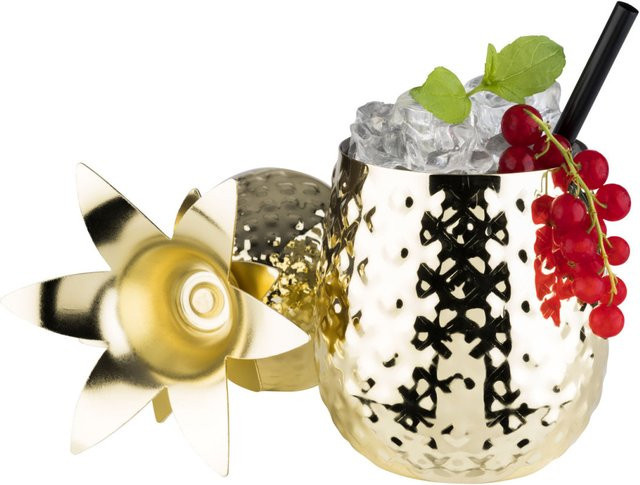 APS Becher PINEAPPLE aus Edelstahl in Gold, 500 ml - Bild 1
