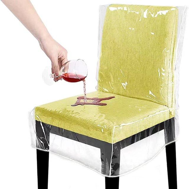 Transparenter Stuhlbezug aus wasserdichtem EVA-Kunststoff als kratzfester Schonbezug für Esszimmerstühle - Bild 1