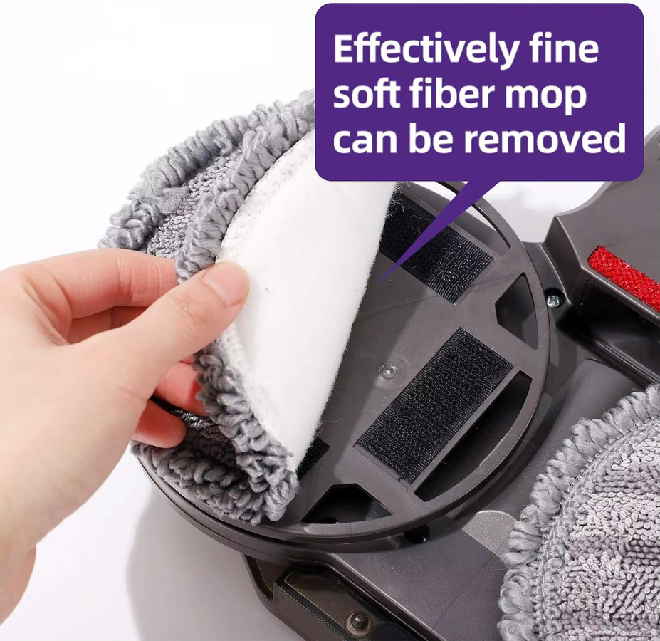 Blossom Elektrischer Wischkopf für Dyson V7 V8 V10 V11 V15 Staubsaugeraufsatz in Grau mit abnehmbarem Wassertank und 6 wiederverwendbaren Wischpads - Bild 5