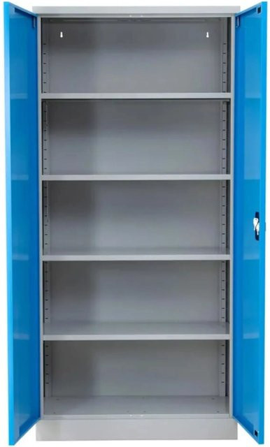 PROREGAL Stahlschrank Bee mit 5 Fachböden und Scharniertüren in Grau und Hellblau, H: 195 cm, B: 92 cm, T: 42 cm - Bild 1