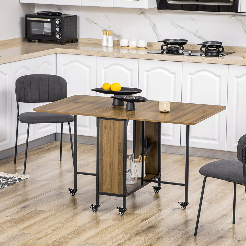 HOMCOM Klappbarer Esstisch für 6 Personen mit Rollen und Ablage, Braun, B/T/H: 130 x 80 x 74 cm - Bild 2