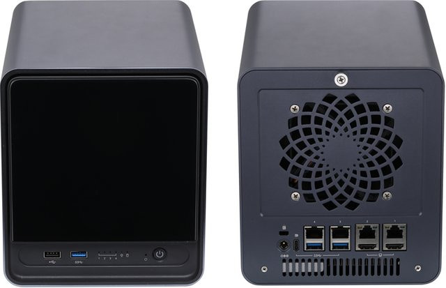 Qotom Mini-PC Q31051DS mit Intel i5 10210U, DDR4 3200MHz, 2,5G LAN, Unterstützung für 4x 2,5/3,5 Zoll HDD und M.2 2280 NVMe SSD, Schwarz - Bild 1