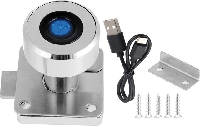 GoolRC Diebstahlsicheres Smart-Fingerabdruck-Sicherheitsschloss für Büro, Aktenschrank und Schubladen in Grau und Silber - Bild 1