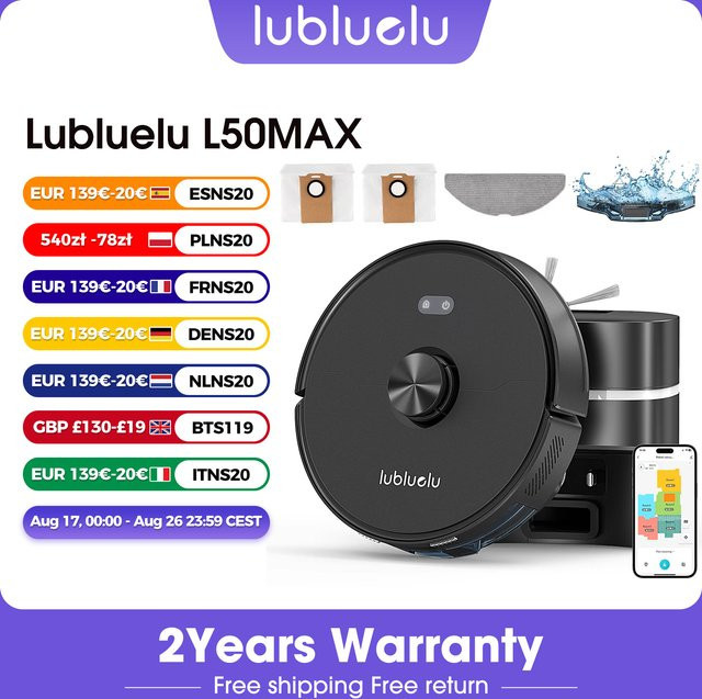 Lubluelu L50Max Saug- und Wischroboter in Schwarz mit 7000Pa Saugkraft und Anti-Tangle-Technologie für Boden und Teppich - Bild 1