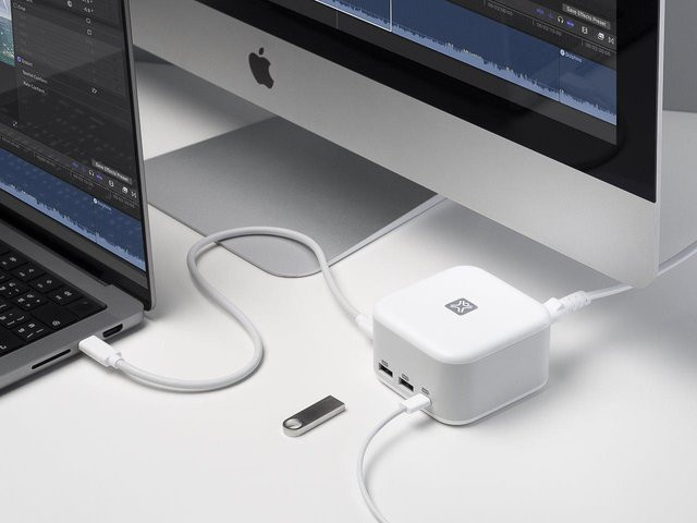 XtremeMac XWH-XCP-03 Laptop-Dockingstation und Portreplikator mit USB-C, HDMI und Ethernet in Weiß - Bild 1