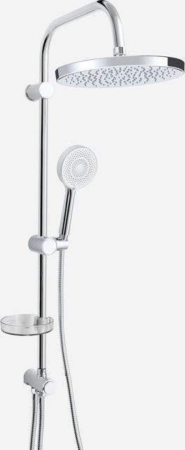 Euroshowers EuroFlux Regendusche Set mit Handbrause und Duschstange in Chrom und Weiß - Bild 1